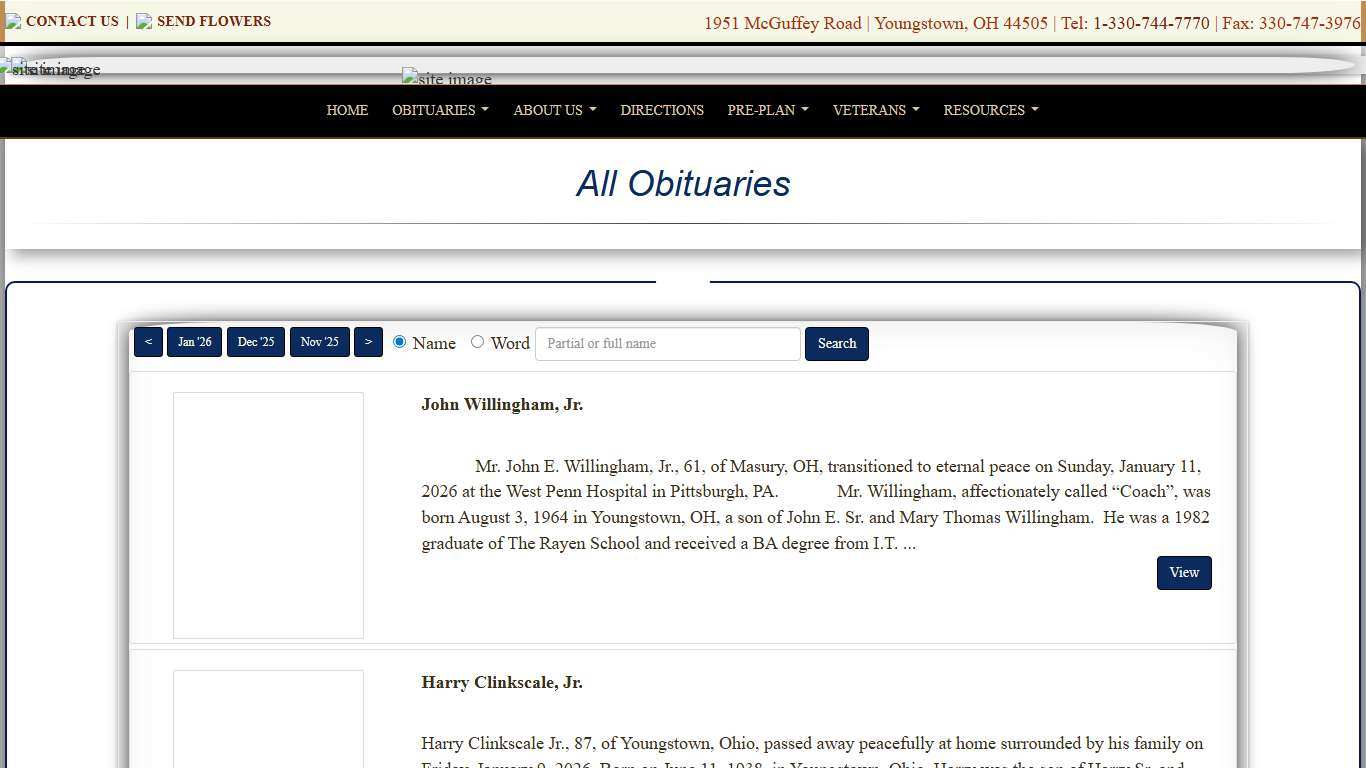 All Obituaries L.E. Black, Phillips & Holden Funeral Home Youngstown, OH