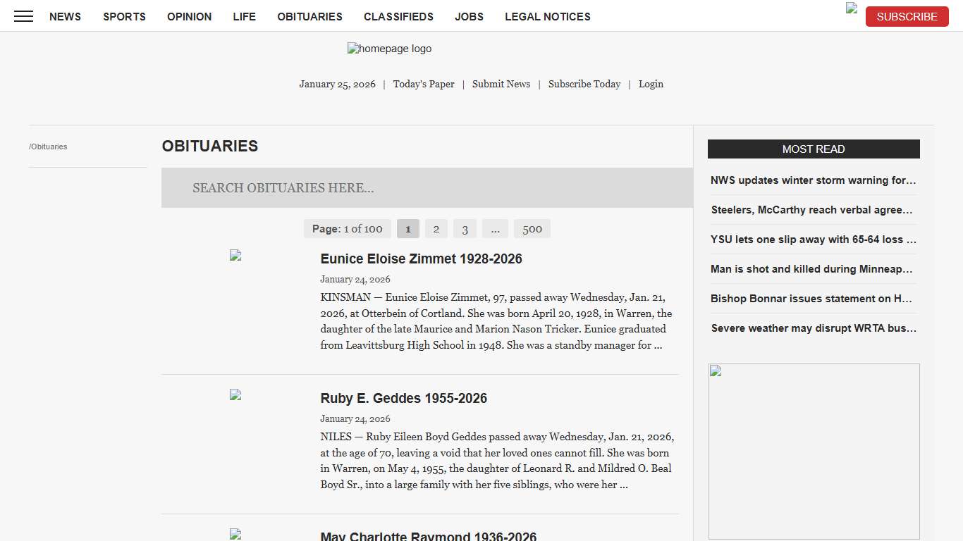 Obituaries News, Sports, Jobs - Tribune Chronicle