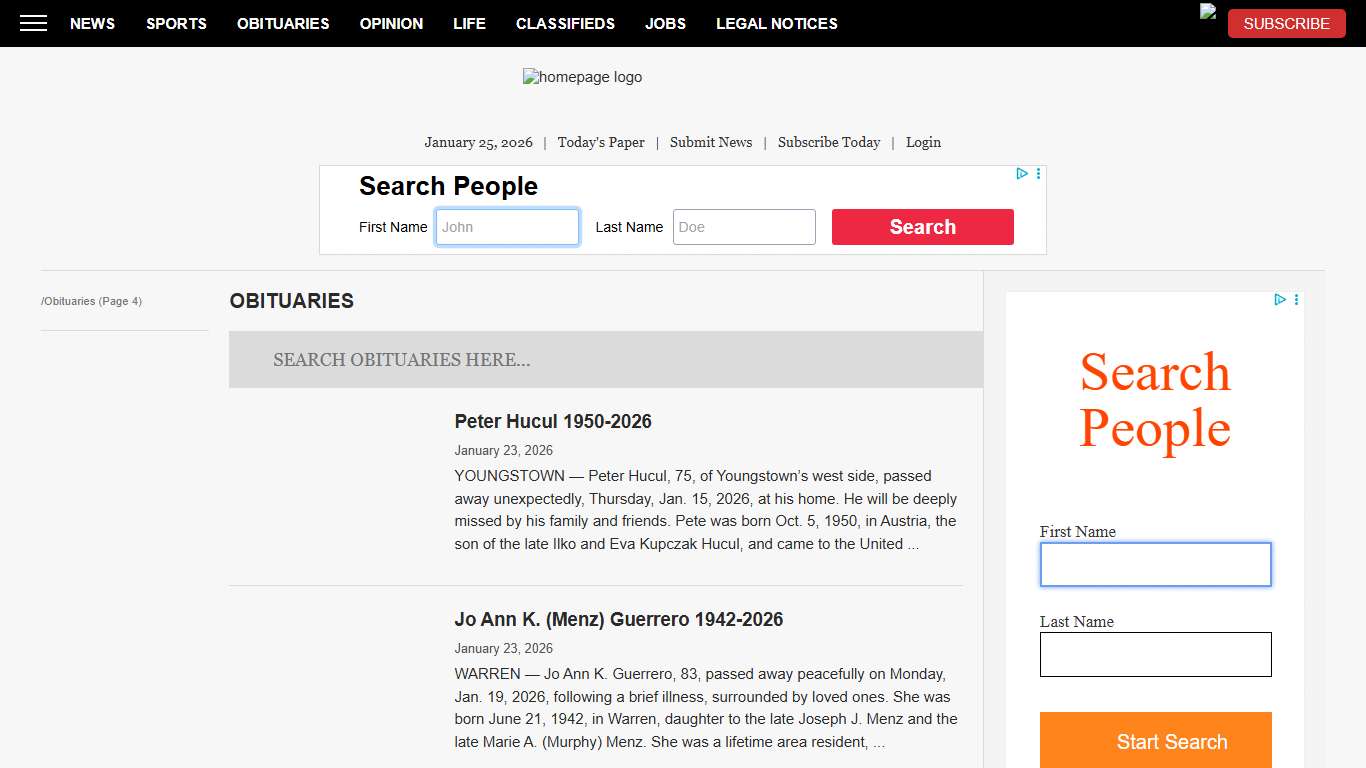 Obituaries News, Sports, Jobs - The Vindicator